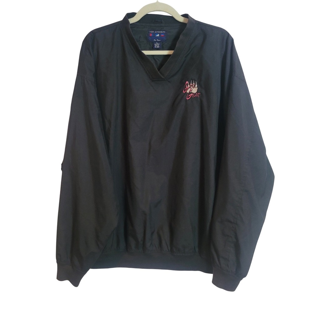 Port Authority‎ Montana Griz Gear V-Neck Windbreaker Pullover Black XL Vintage